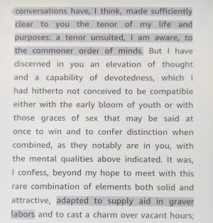 Quote from Middlemarch—Casaubon talks about his work and Dorothea's suitable mind